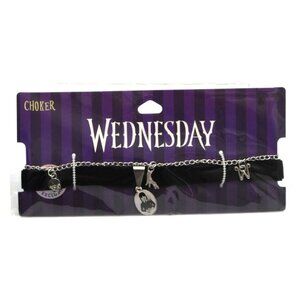 Wednesday Choker Necklace Charms Skull Wendy  Thing Hand Intial W Addams Family